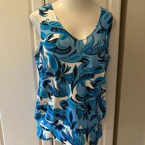 Boston Proper Blue Floral Tank Beyond Travel Size L